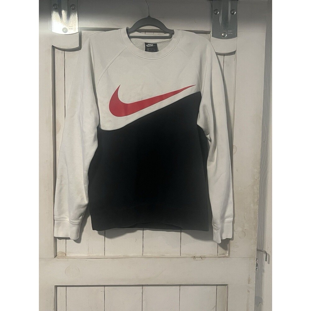 NIKE MEN'S COLORBLOCK SWOOSH LOGO FLEECE CREW PULLOVER SWEATSHIRT Medium